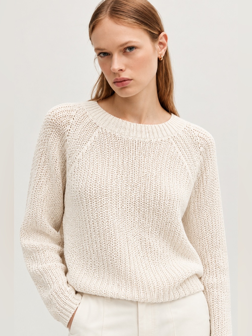 Massimo Dutti Cream Ivory Textured Knit Sweater Size S